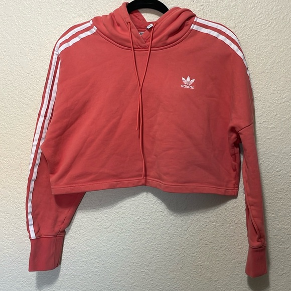 adidas Tops - Adidas Orange Cropped Hooded Sweatshirt. Very Good Condition. Size XS.